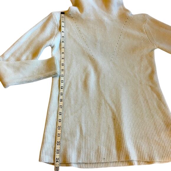 Gap Pure Mist White Cowl Neck Sweater Long Sleeve Ribbed Knit Rabbit Hair Blend - Picture 7 of 16